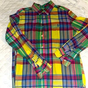 Ralph Lauren boys button down bright plaid shirt size 10/12